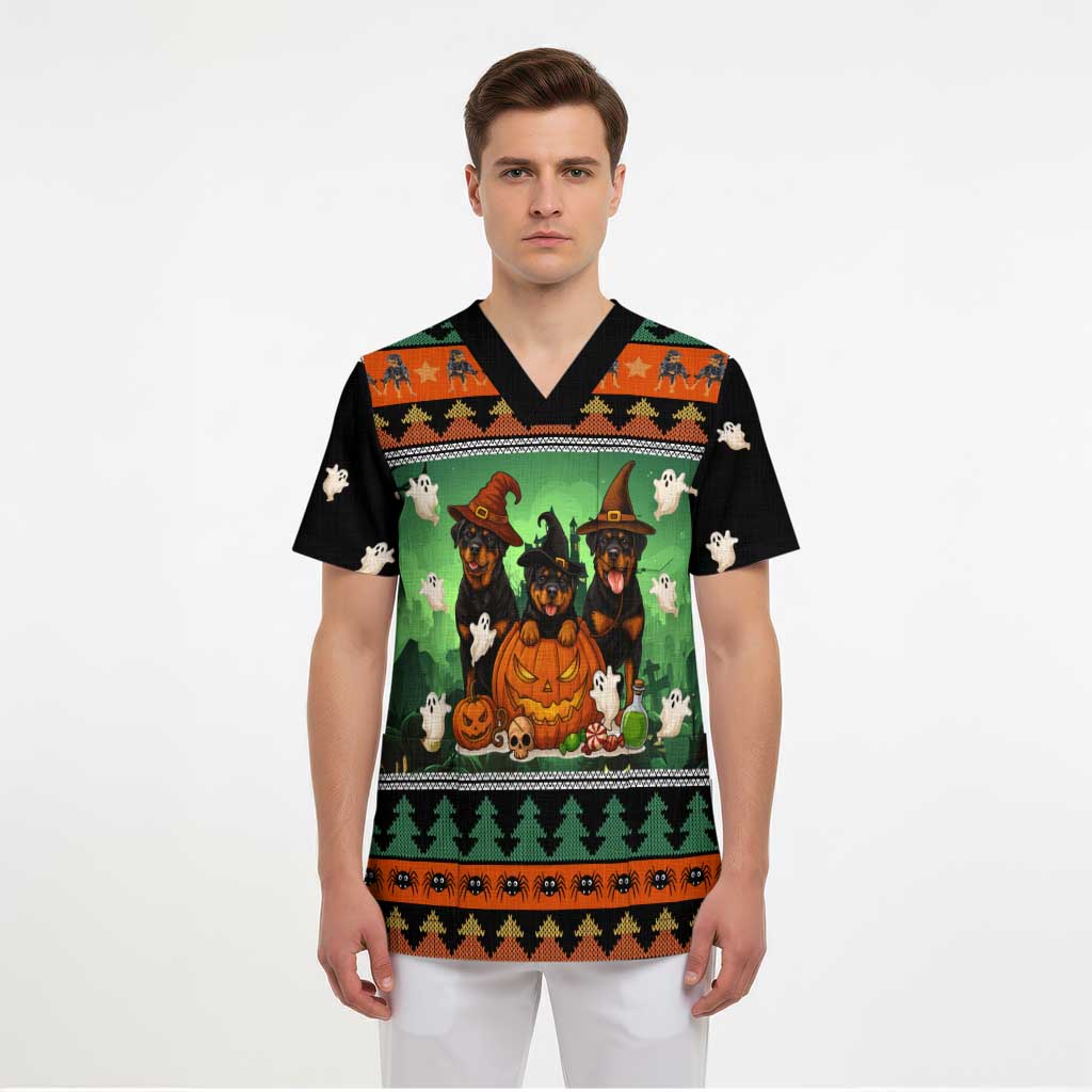 Rottweiler Christmas Scrub Top Xmas Holiday Patterns - Wonder Print Shop