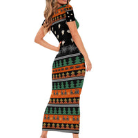 Rottweiler Christmas Short Sleeve Bodycon Dress Xmas Holiday Patterns - Wonder Print Shop