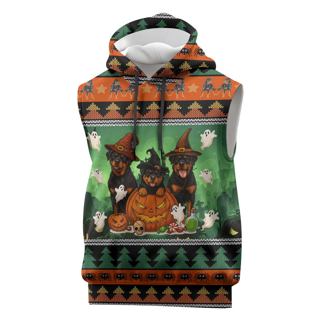 Rottweiler Christmas Sleeveless Hoodie Xmas Holiday Patterns - Wonder Print Shop