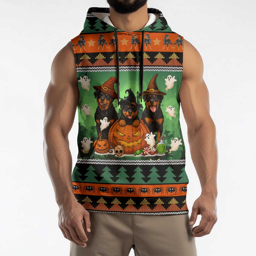 Rottweiler Christmas Sleeveless Hoodie Xmas Holiday Patterns - Wonder Print Shop
