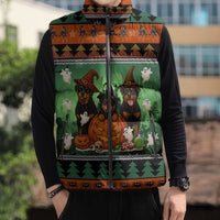 Rottweiler Christmas Sleeveless Puffer Jacket Xmas Holiday Patterns - Wonder Print Shop