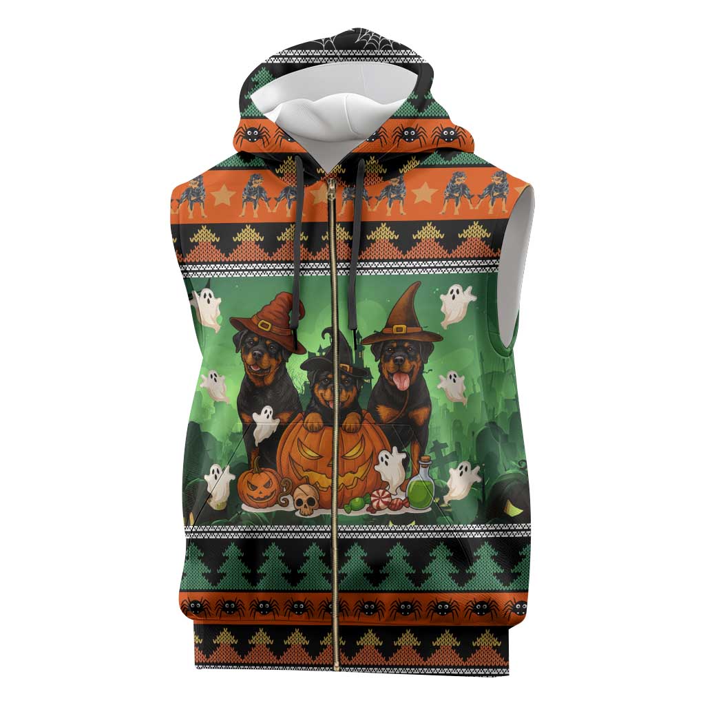 Rottweiler Christmas Sleeveless Zip Hoodie Xmas Holiday Patterns - Wonder Print Shop