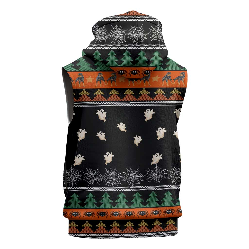 Rottweiler Christmas Sleeveless Zip Hoodie Xmas Holiday Patterns - Wonder Print Shop