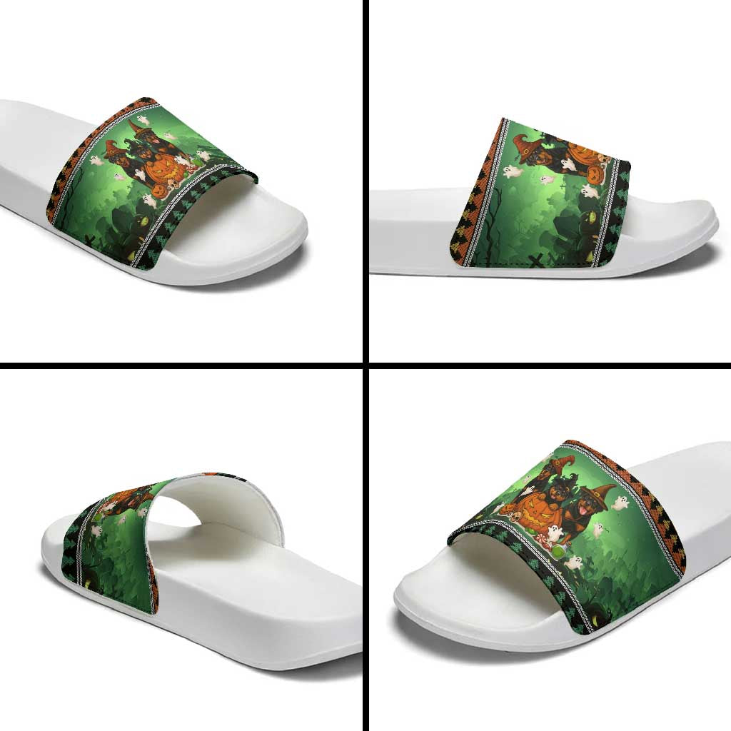Rottweiler Christmas Slide Sandals Xmas Holiday Patterns - Wonder Print Shop