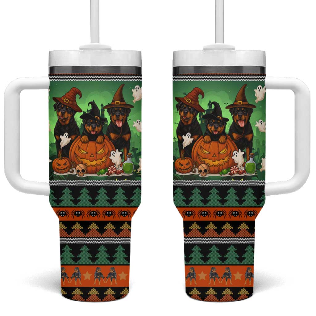 Rottweiler Christmas Tumbler With Handle Xmas Holiday Patterns - Wonder Print Shop