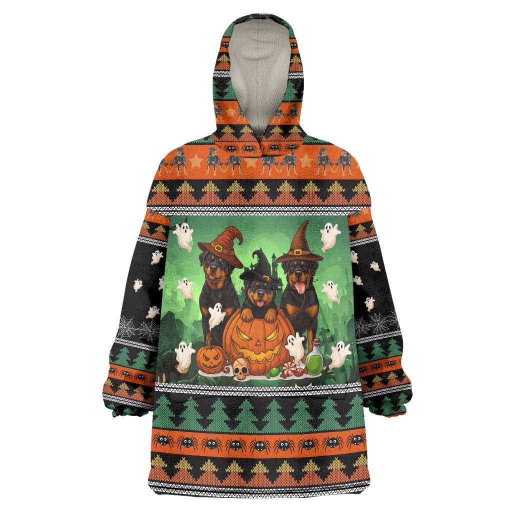 Rottweiler Christmas Wearable Blanket Hoodie Xmas Holiday Patterns - Wonder Print Shop