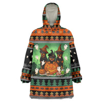 Rottweiler Christmas Wearable Blanket Hoodie Xmas Holiday Patterns - Wonder Print Shop