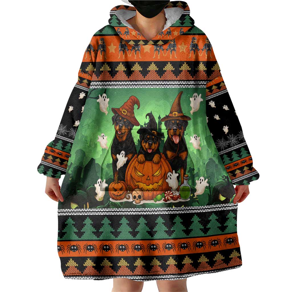 Rottweiler Christmas Wearable Blanket Hoodie Xmas Holiday Patterns - Wonder Print Shop