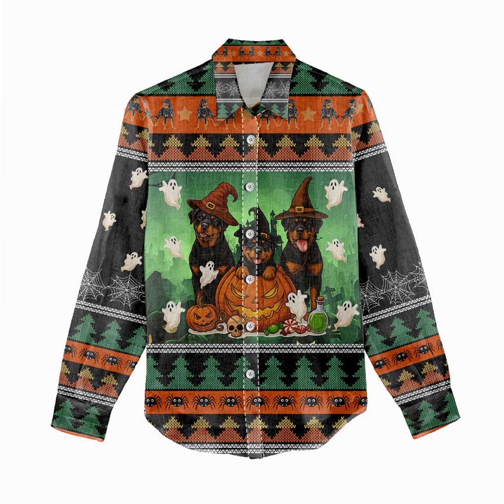 Rottweiler Christmas Women Casual Shirt Xmas Holiday Patterns - Wonder Print Shop