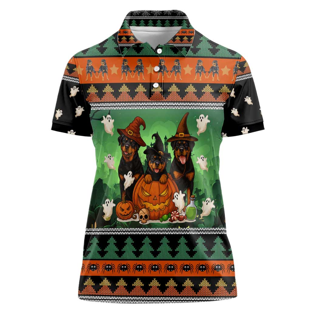 Rottweiler Christmas Women Polo Shirt Xmas Holiday Patterns - Wonder Print Shop