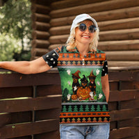 Rottweiler Christmas Women Polo Shirt Xmas Holiday Patterns - Wonder Print Shop