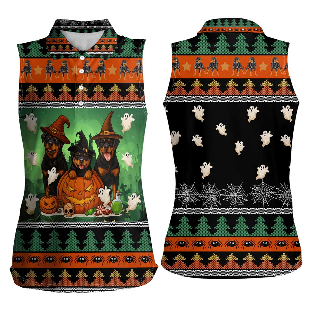 Rottweiler Christmas Women Sleeveless Polo Shirt Xmas Holiday Patterns - Wonder Print Shop