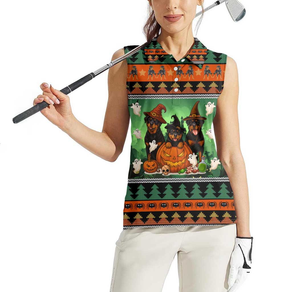 Rottweiler Christmas Women Sleeveless Polo Shirt Xmas Holiday Patterns - Wonder Print Shop