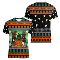 Rottweiler Christmas Women V-Neck T-Shirt Xmas Holiday Patterns - Wonder Print Shop