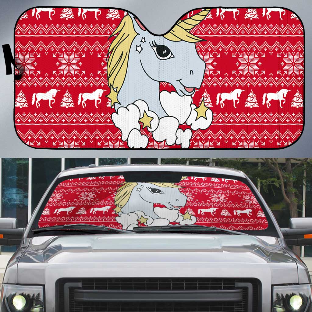 Lovely Unicorn Christmas Auto Sun Shade Xmas Holiday Patterns - Wonder Print Shop