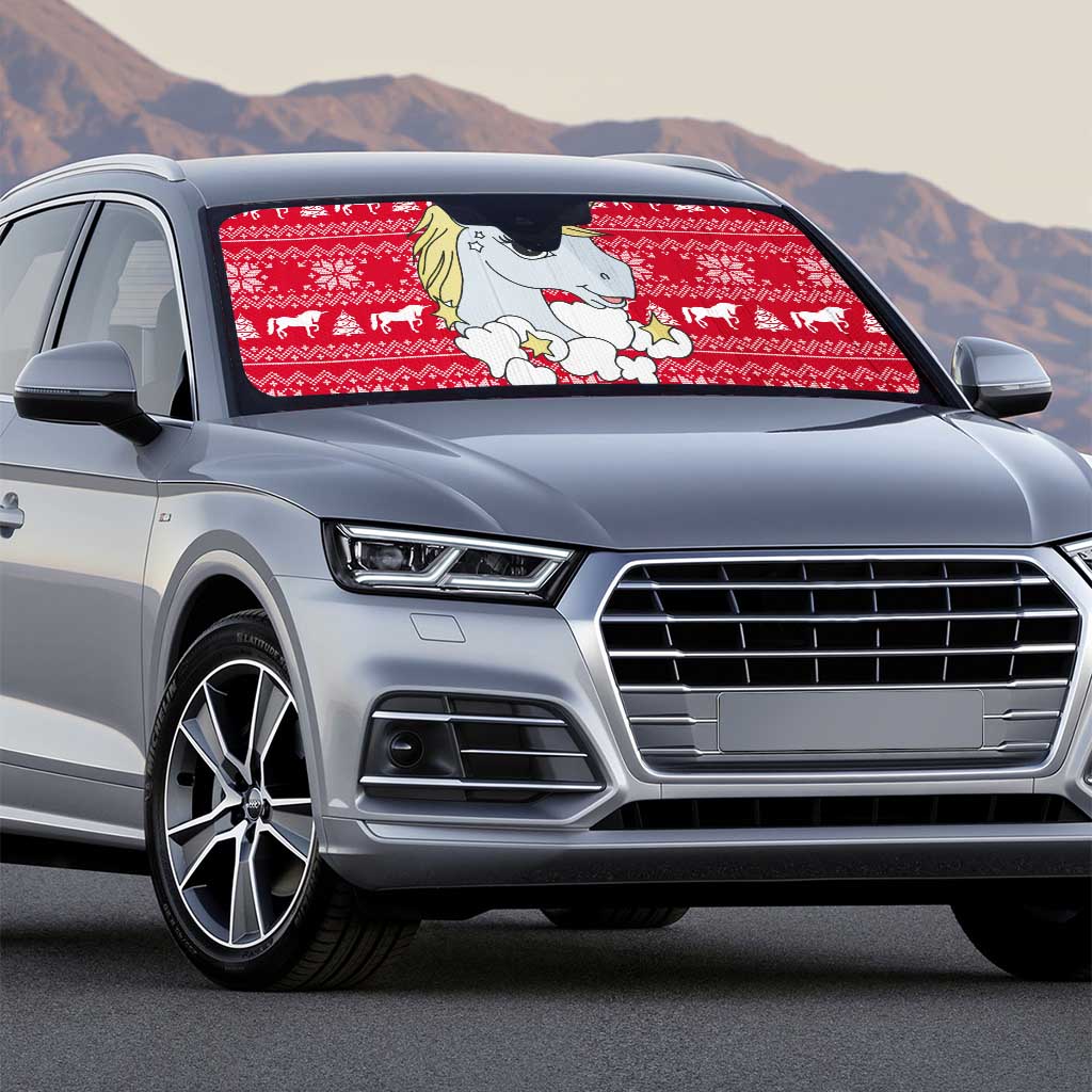 Lovely Unicorn Christmas Auto Sun Shade Xmas Holiday Patterns - Wonder Print Shop
