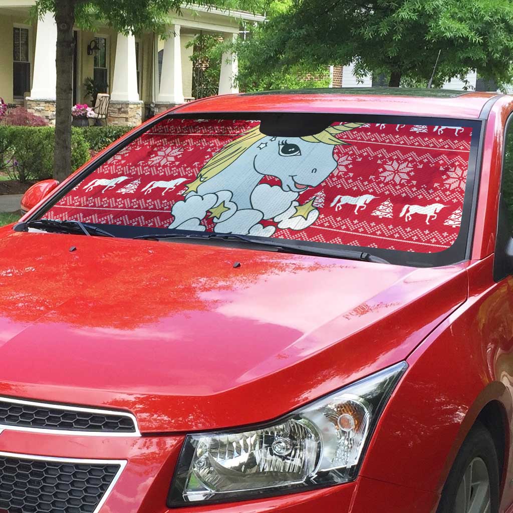 Lovely Unicorn Christmas Auto Sun Shade Xmas Holiday Patterns - Wonder Print Shop