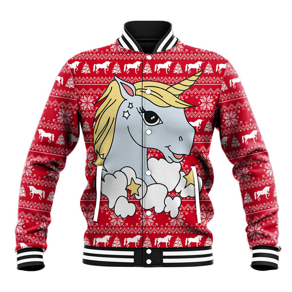 Lovely Unicorn Christmas Baseball Jacket Xmas Holiday Patterns - Wonder Print Shop