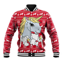 Lovely Unicorn Christmas Baseball Jacket Xmas Holiday Patterns - Wonder Print Shop