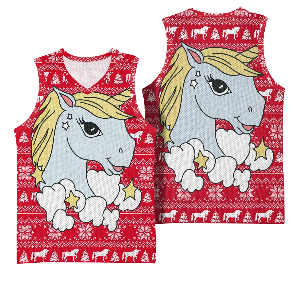 Lovely Unicorn Christmas Basketball Jersey Xmas Holiday Patterns - Wonder Print Shop