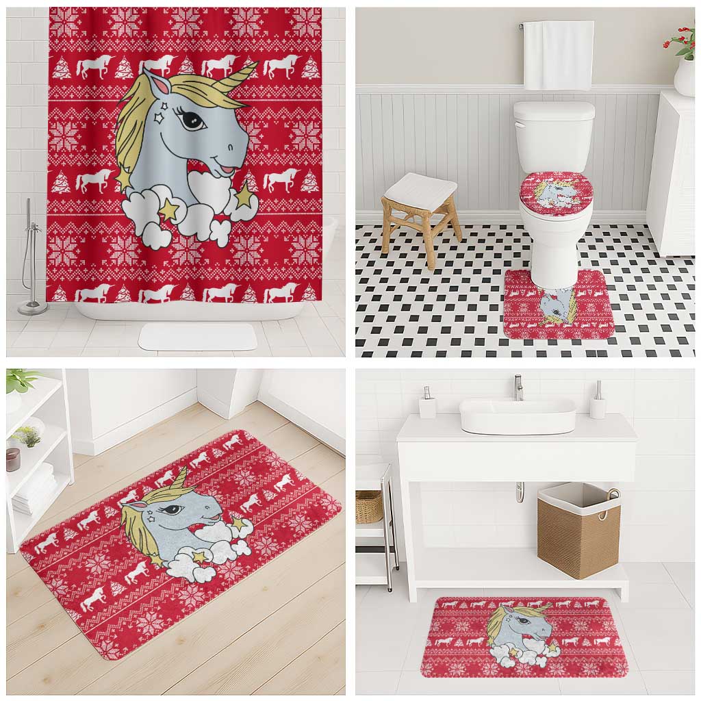 Lovely Unicorn Christmas Bathroom Set Xmas Holiday Patterns - Wonder Print Shop