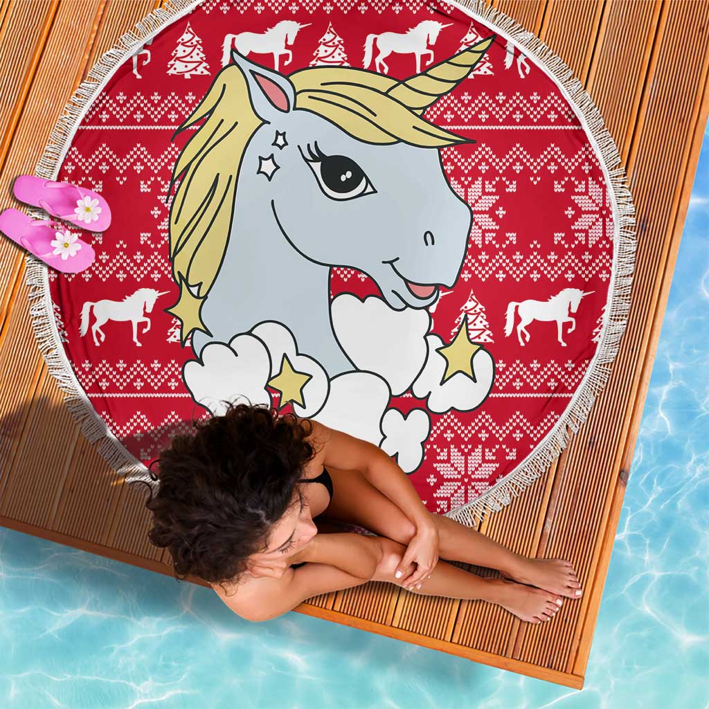 Lovely Unicorn Christmas Beach Blanket Xmas Holiday Patterns - Wonder Print Shop