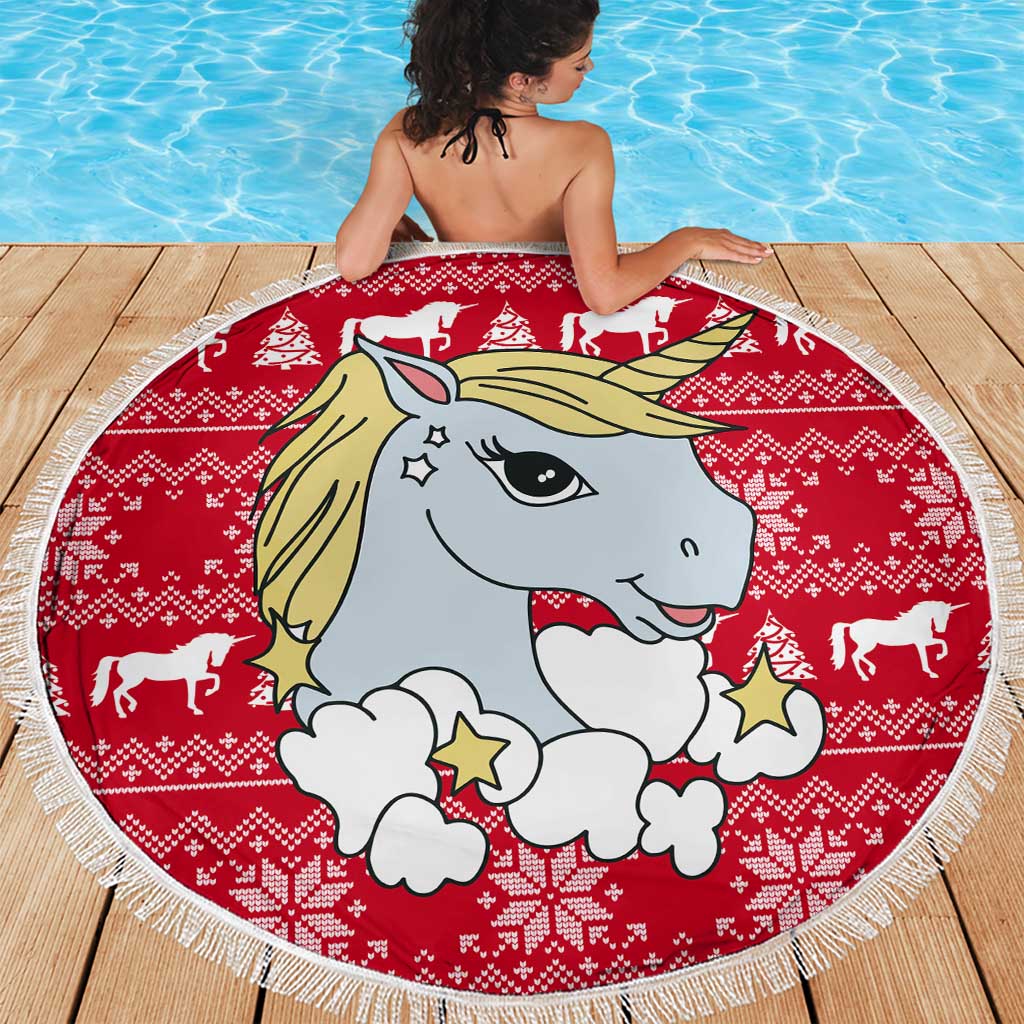 Lovely Unicorn Christmas Beach Blanket Xmas Holiday Patterns - Wonder Print Shop