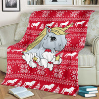 Lovely Unicorn Christmas Blanket Xmas Holiday Patterns - Wonder Print Shop