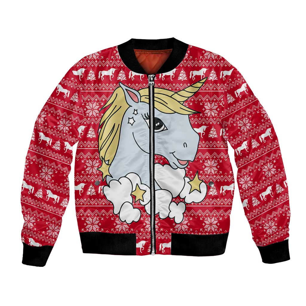 Lovely Unicorn Christmas Bomber Jacket Xmas Holiday Patterns - Wonder Print Shop