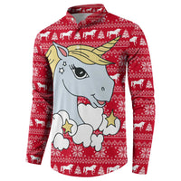 Lovely Unicorn Christmas Button Sweatshirt Xmas Holiday Patterns - Wonder Print Shop