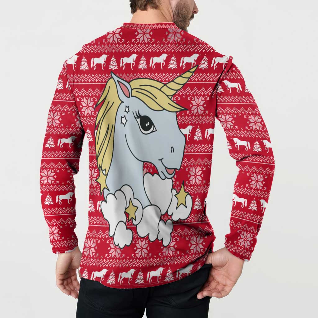 Lovely Unicorn Christmas Button Sweatshirt Xmas Holiday Patterns - Wonder Print Shop