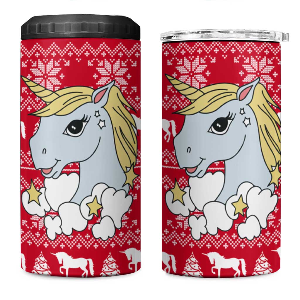 Lovely Unicorn Christmas 4 in 1 Can Cooler Tumbler Xmas Holiday Patterns - Wonder Print Shop