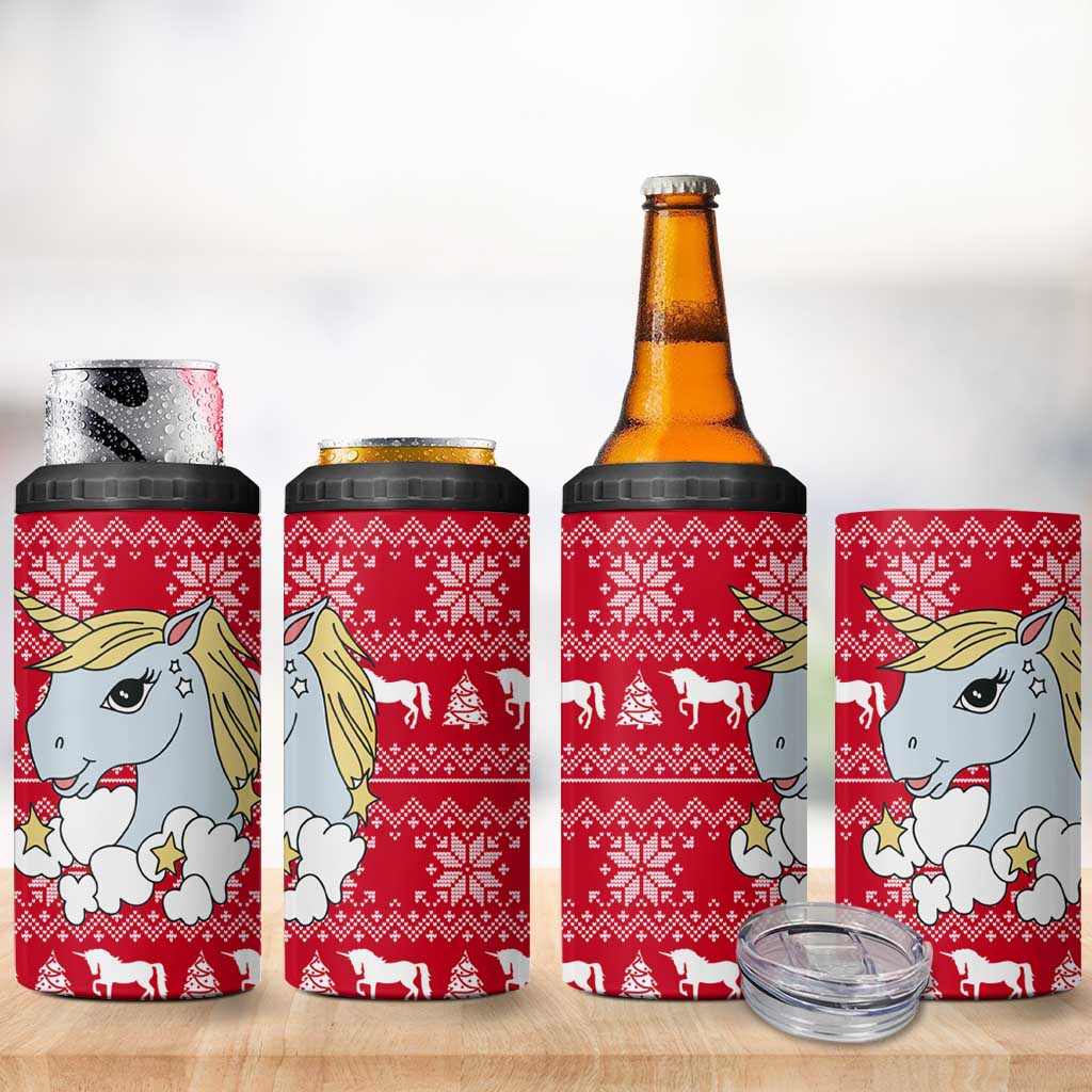 Lovely Unicorn Christmas 4 in 1 Can Cooler Tumbler Xmas Holiday Patterns - Wonder Print Shop