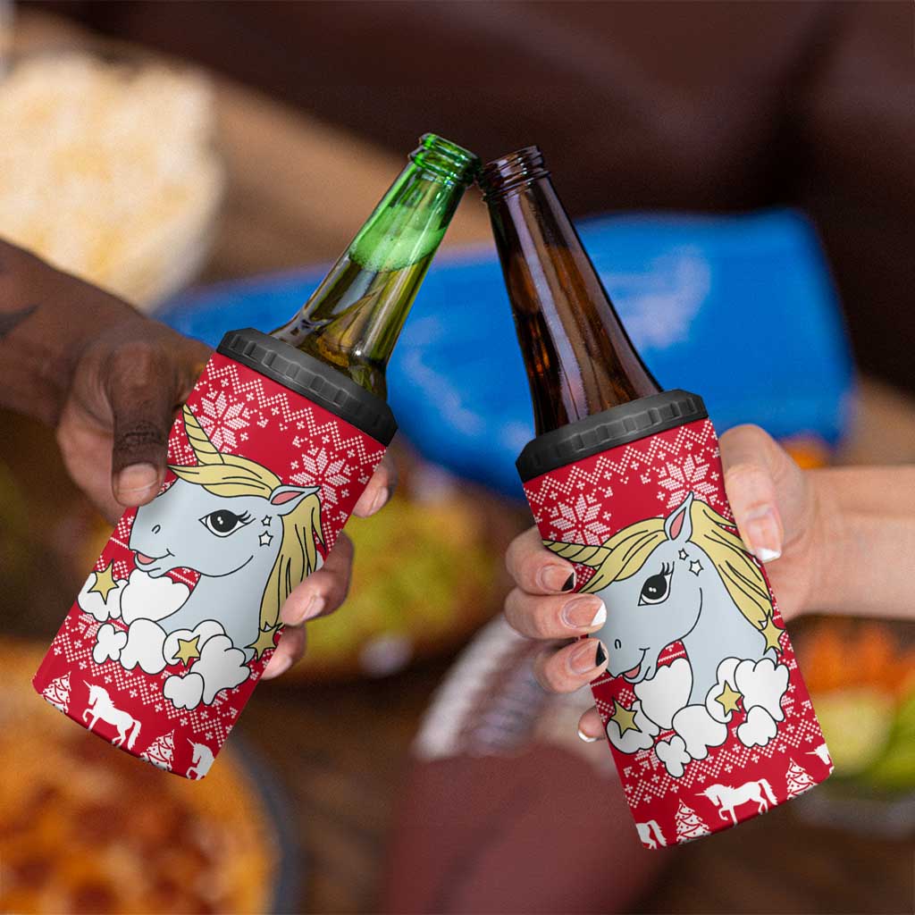 Lovely Unicorn Christmas 4 in 1 Can Cooler Tumbler Xmas Holiday Patterns - Wonder Print Shop