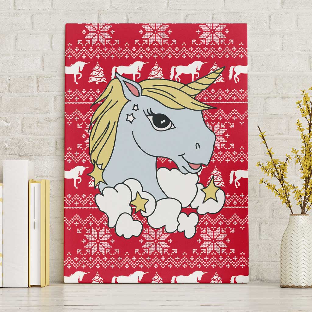 Lovely Unicorn Christmas Canvas Wall Art Xmas Holiday Patterns - Wonder Print Shop