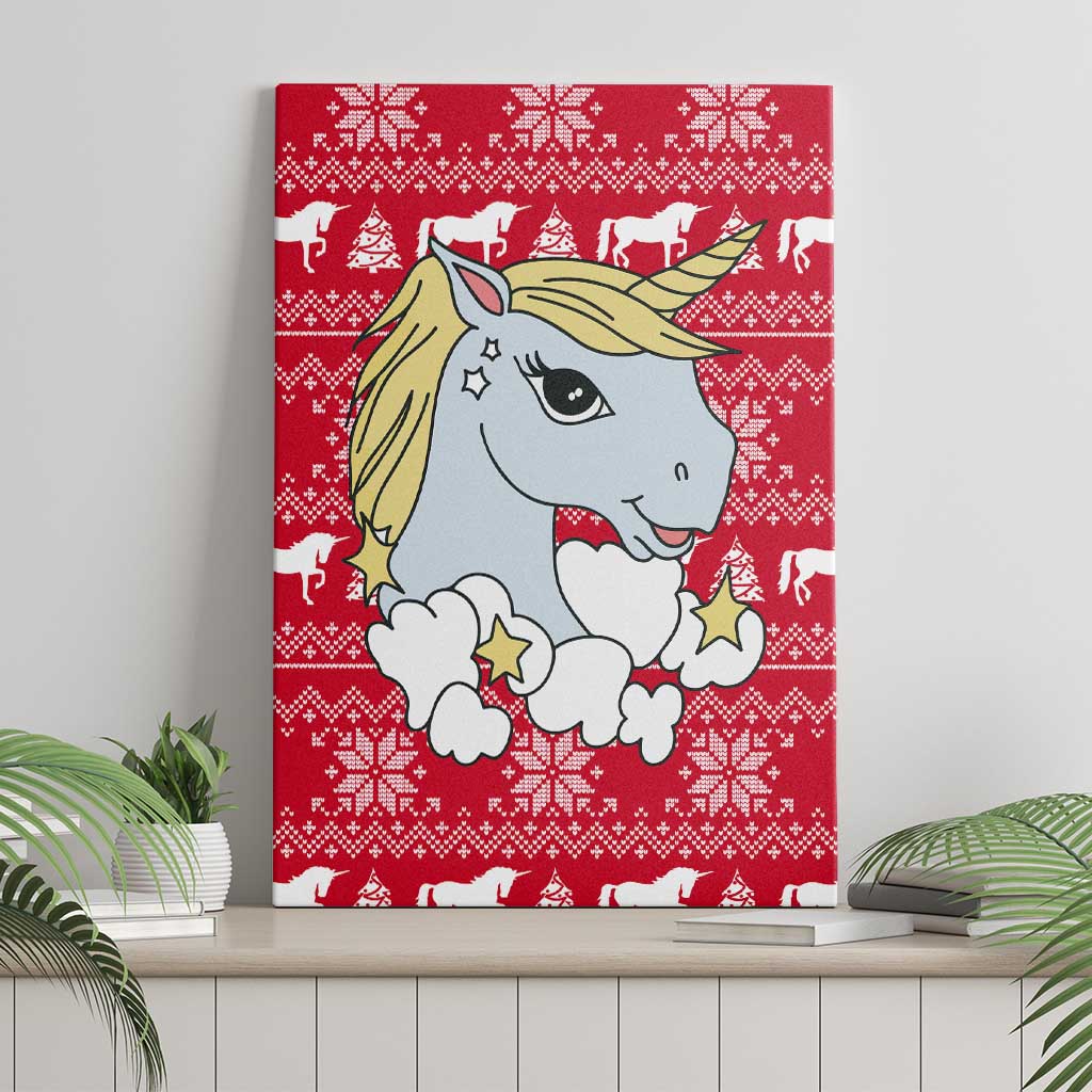Lovely Unicorn Christmas Canvas Wall Art Xmas Holiday Patterns - Wonder Print Shop