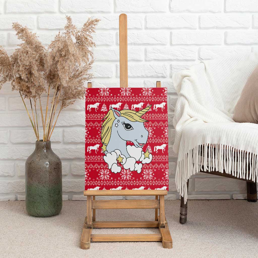 Lovely Unicorn Christmas Canvas Wall Art Xmas Holiday Patterns - Wonder Print Shop