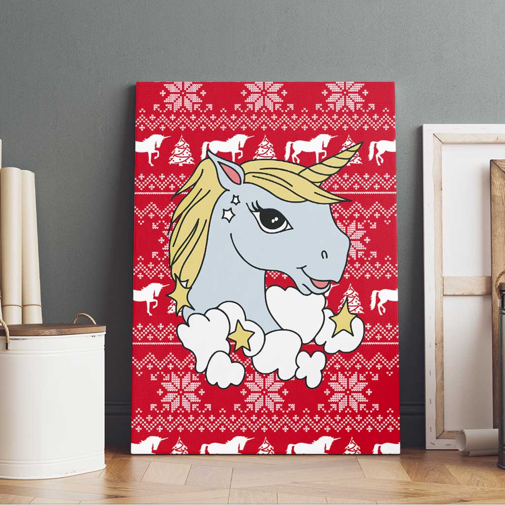 Lovely Unicorn Christmas Canvas Wall Art Xmas Holiday Patterns - Wonder Print Shop