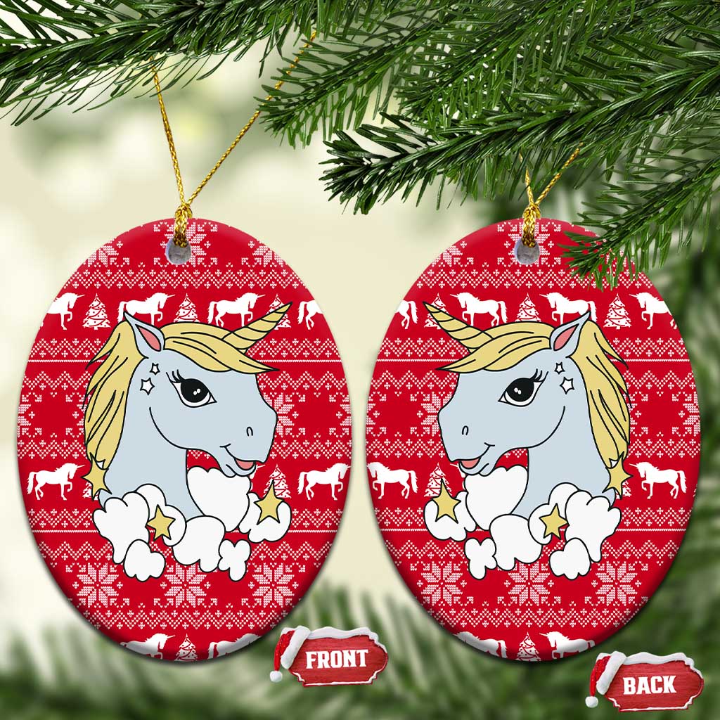 Lovely Unicorn Christmas Ceramic Ornament Xmas Holiday Patterns - Wonder Print Shop