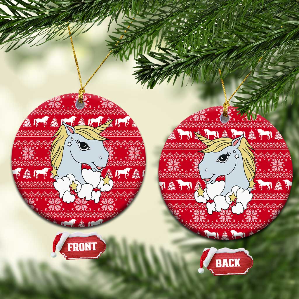 Lovely Unicorn Christmas Ceramic Ornament Xmas Holiday Patterns - Wonder Print Shop
