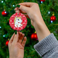 Lovely Unicorn Christmas Ceramic Ornament Xmas Holiday Patterns - Wonder Print Shop