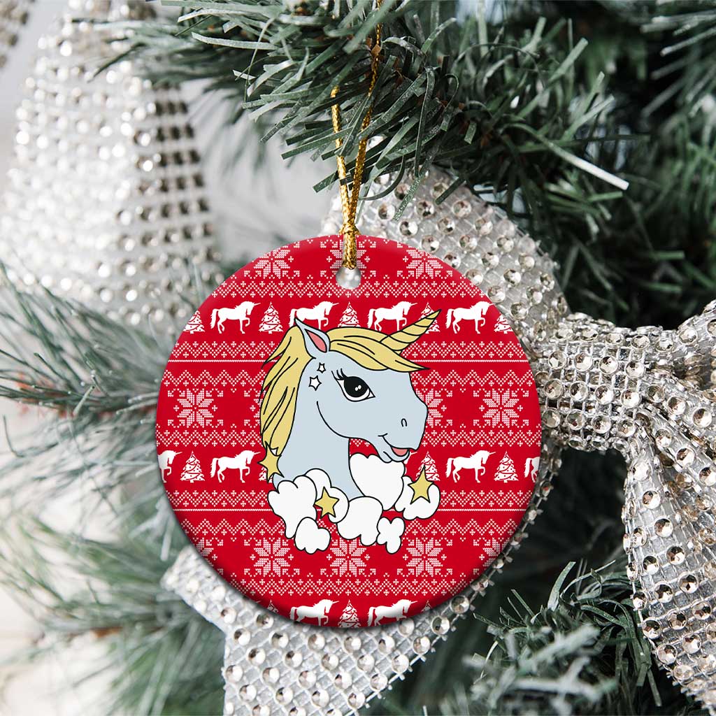 Lovely Unicorn Christmas Ceramic Ornament Xmas Holiday Patterns - Wonder Print Shop