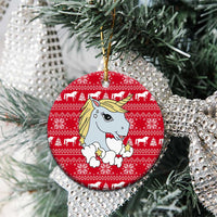 Lovely Unicorn Christmas Ceramic Ornament Xmas Holiday Patterns - Wonder Print Shop