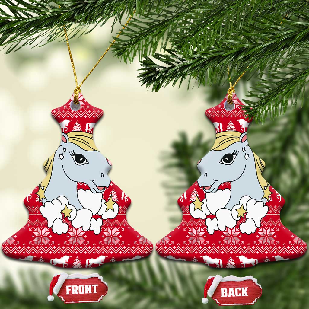 Lovely Unicorn Christmas Ceramic Ornament Xmas Holiday Patterns - Wonder Print Shop