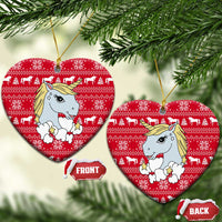 Lovely Unicorn Christmas Ceramic Ornament Xmas Holiday Patterns - Wonder Print Shop