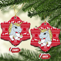 Lovely Unicorn Christmas Ceramic Ornament Xmas Holiday Patterns - Wonder Print Shop
