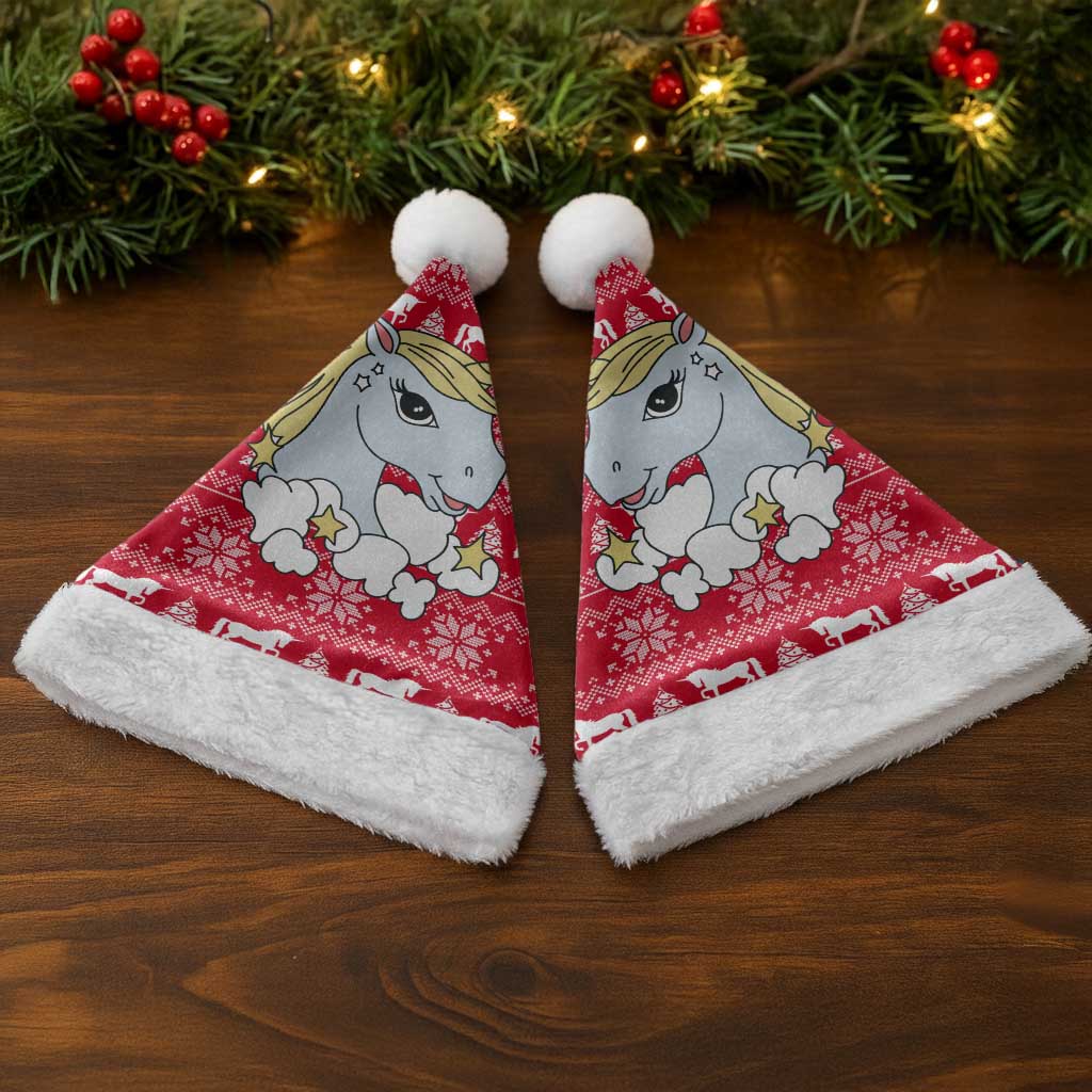 Lovely Unicorn Christmas Santa Hat Xmas Holiday Patterns - Wonder Print Shop