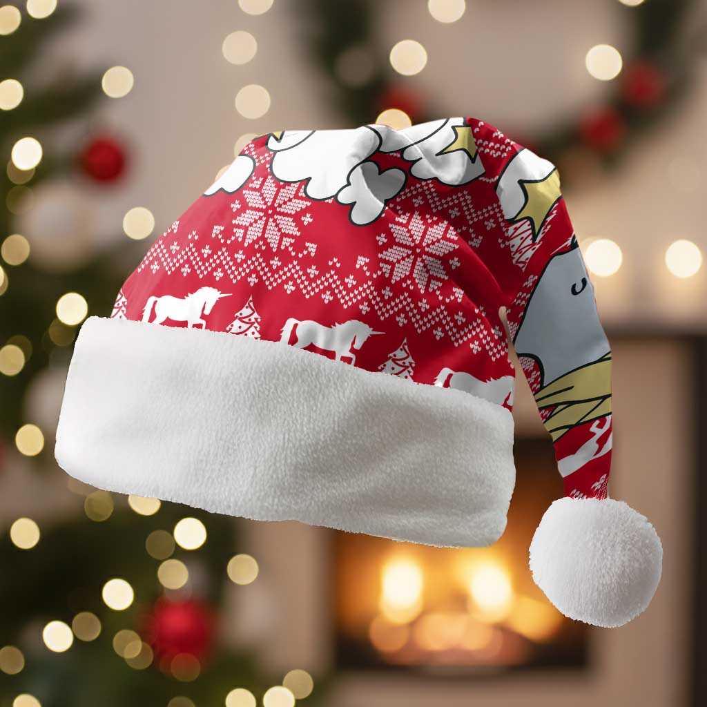 Lovely Unicorn Christmas Santa Hat Xmas Holiday Patterns - Wonder Print Shop