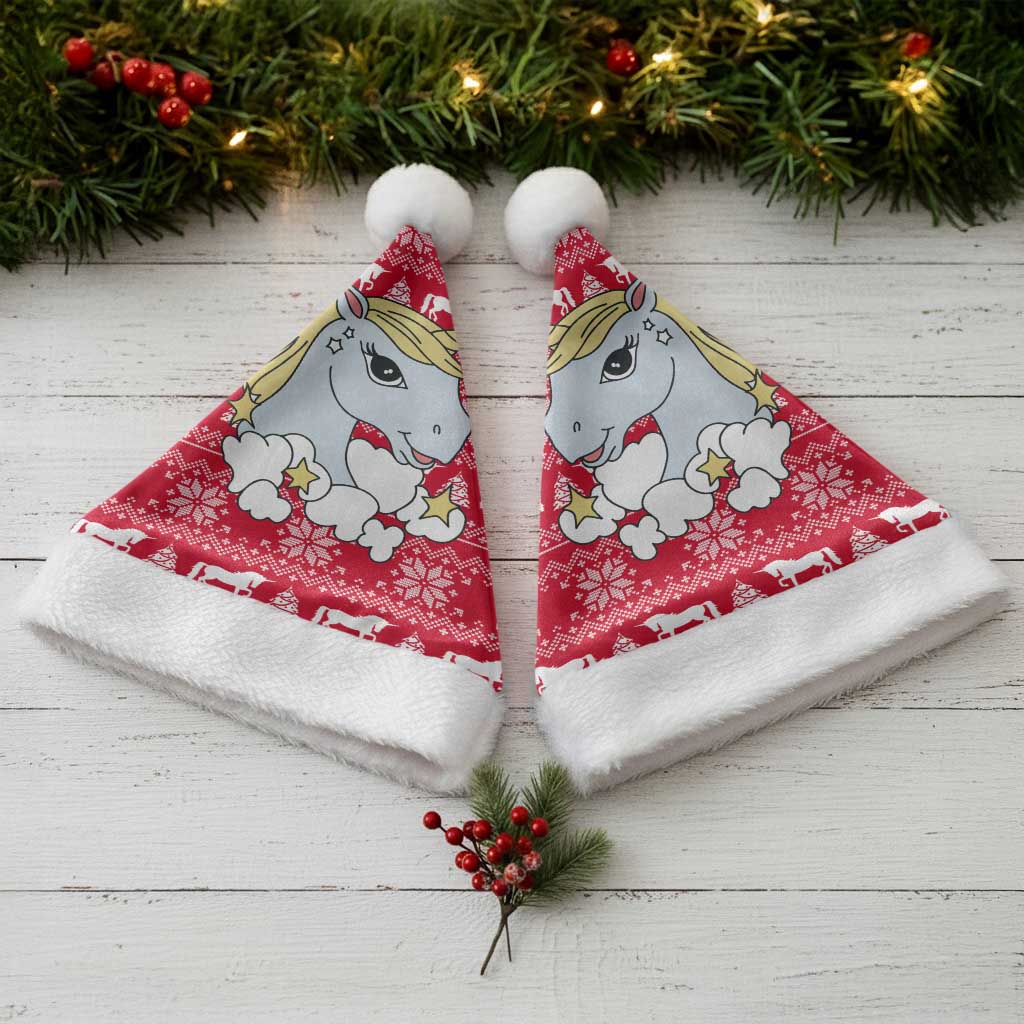 Lovely Unicorn Christmas Santa Hat Xmas Holiday Patterns - Wonder Print Shop