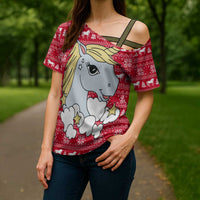 Lovely Unicorn Christmas Cross Shoulder Shirt Xmas Holiday Patterns - Wonder Print Shop